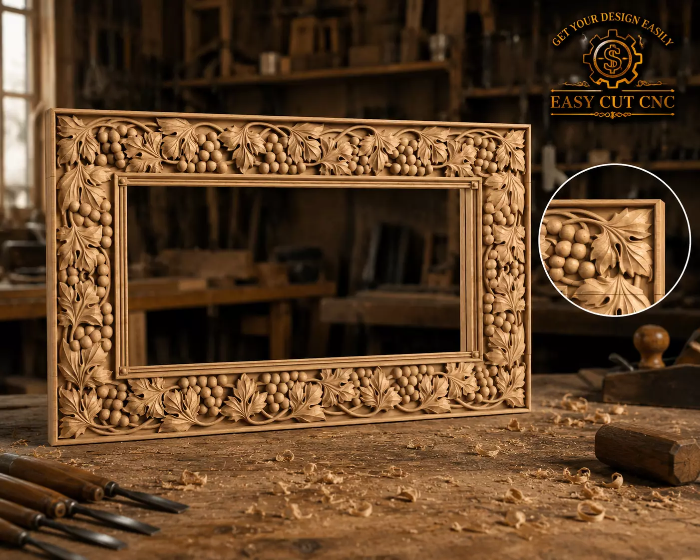 Grape Vine Rectangular Mirror Frame STL 3D model