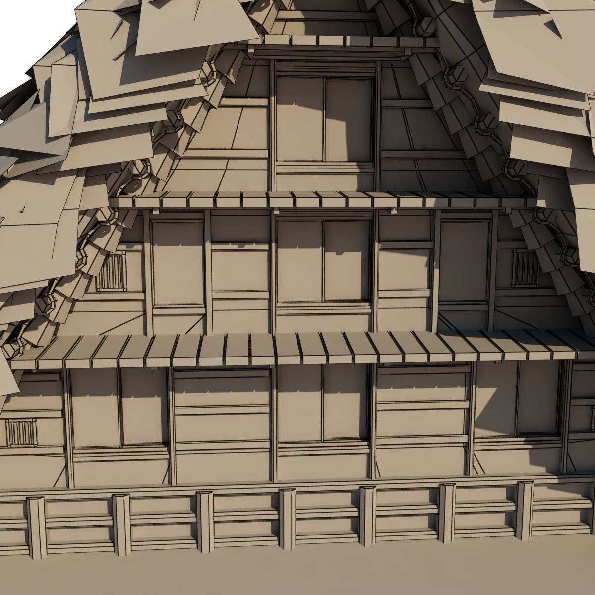 Shirakawago Village Set Low-poly 3D model_64