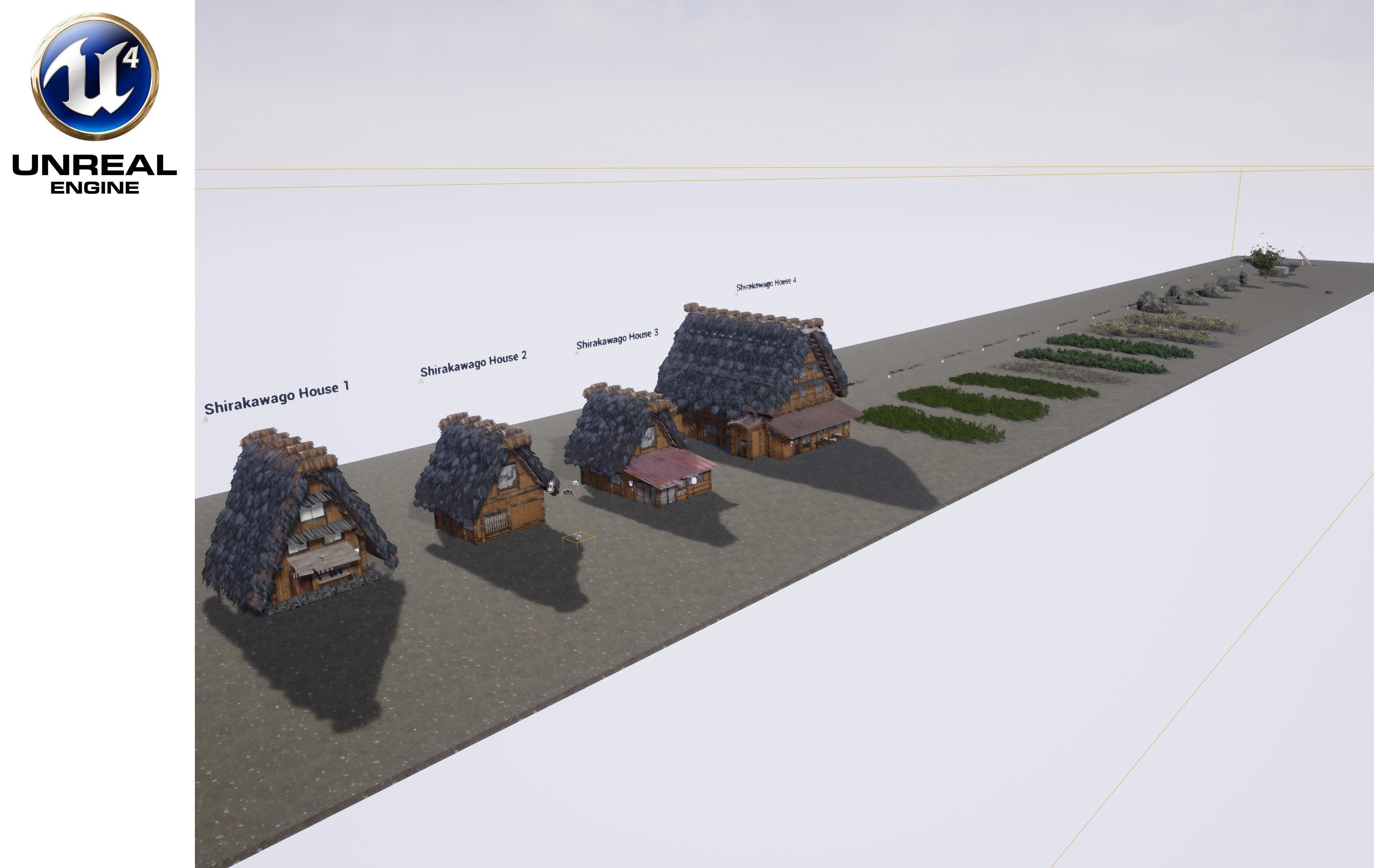 Shirakawago Village Set Low-poly 3D model_13