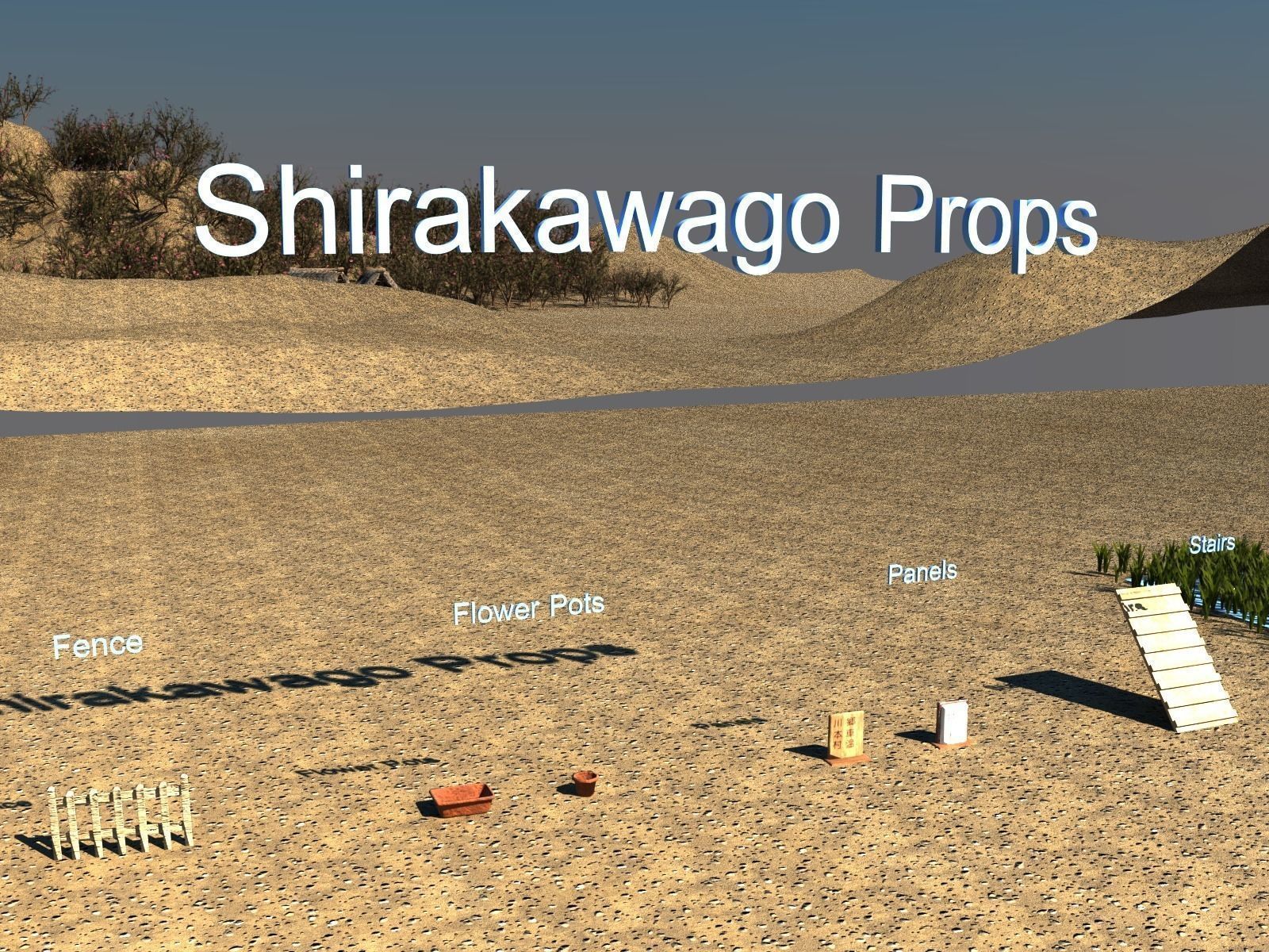 Shirakawago Village Set Low-poly 3D model_18