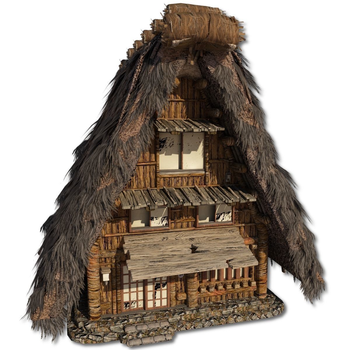 Shirakawago Village Set Low-poly 3D model_34