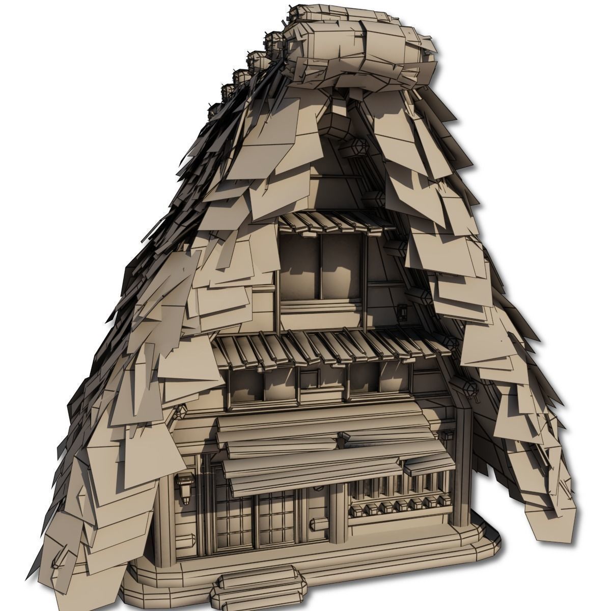 Shirakawago Village Set Low-poly 3D model_51