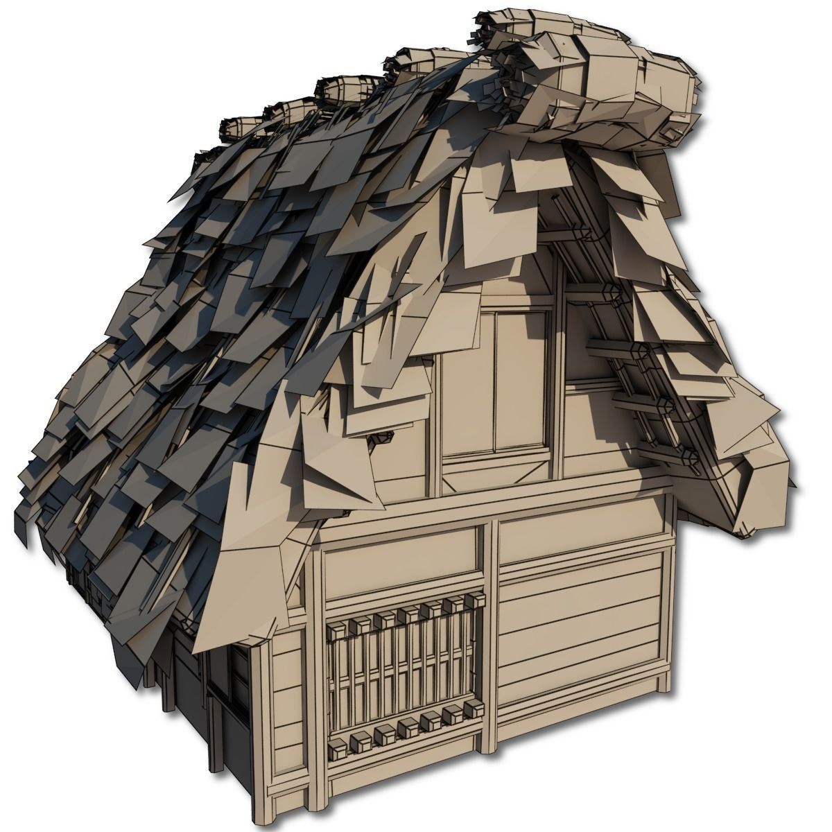 Shirakawago Village Set Low-poly 3D model_60