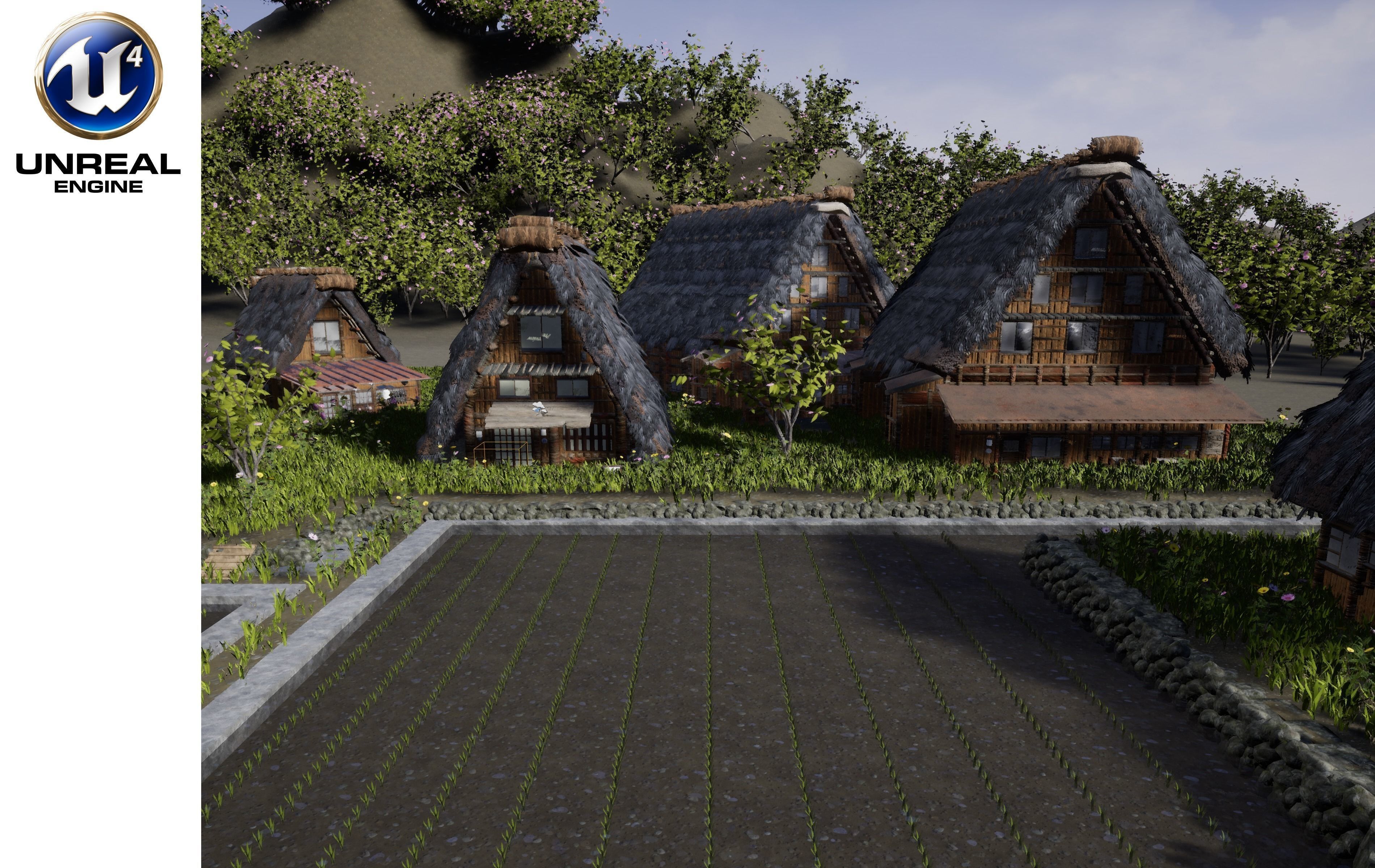 Shirakawago Village Set Low-poly 3D model_3