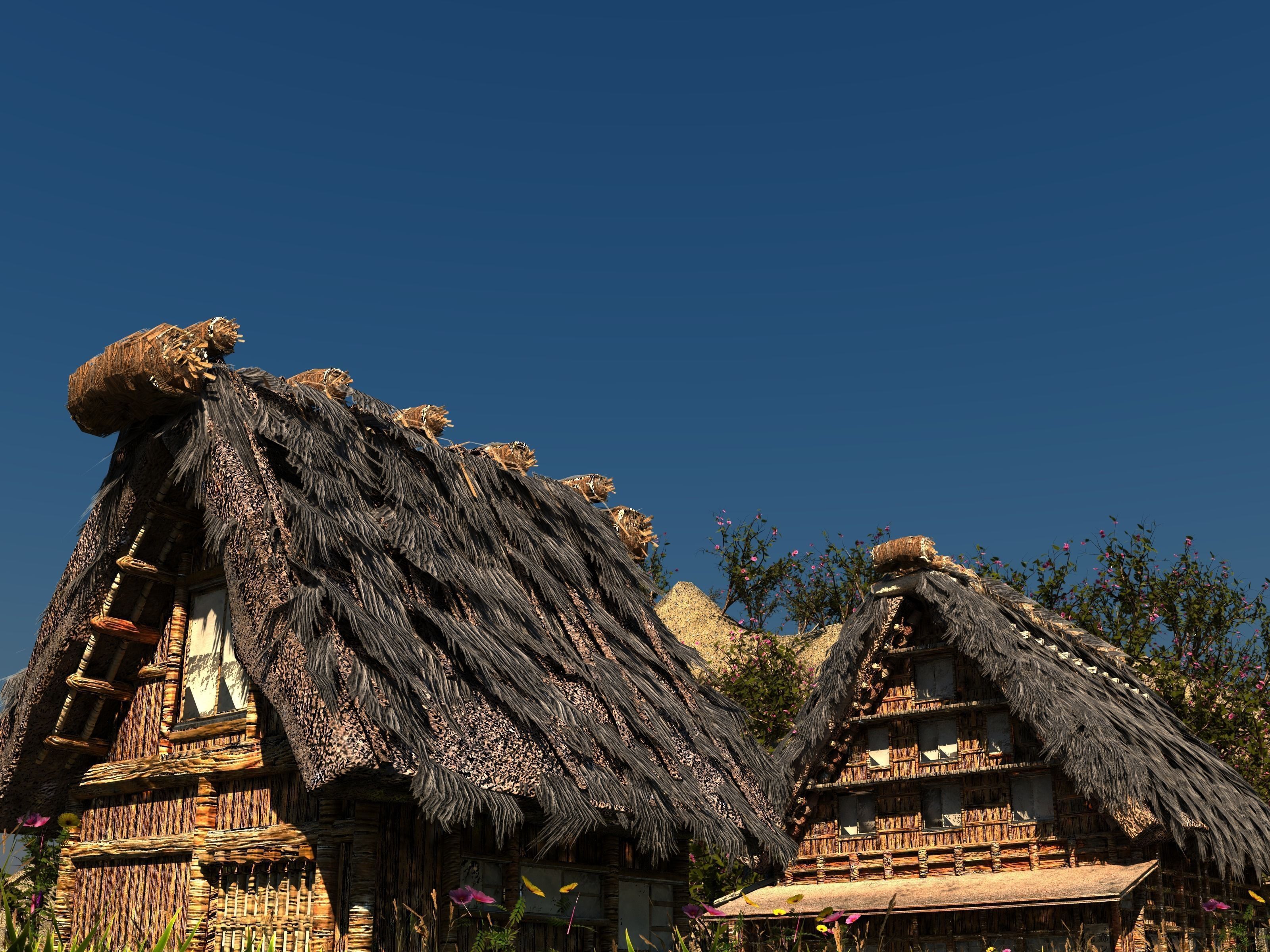 Shirakawago Village Set Low-poly 3D model_9