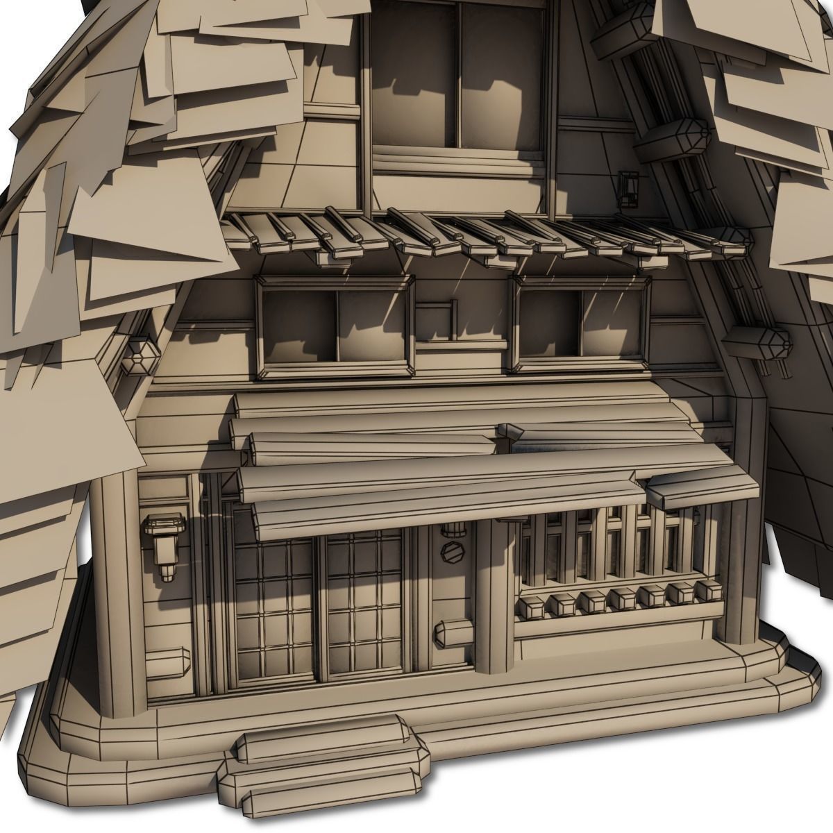 Shirakawago Village Set Low-poly 3D model_53