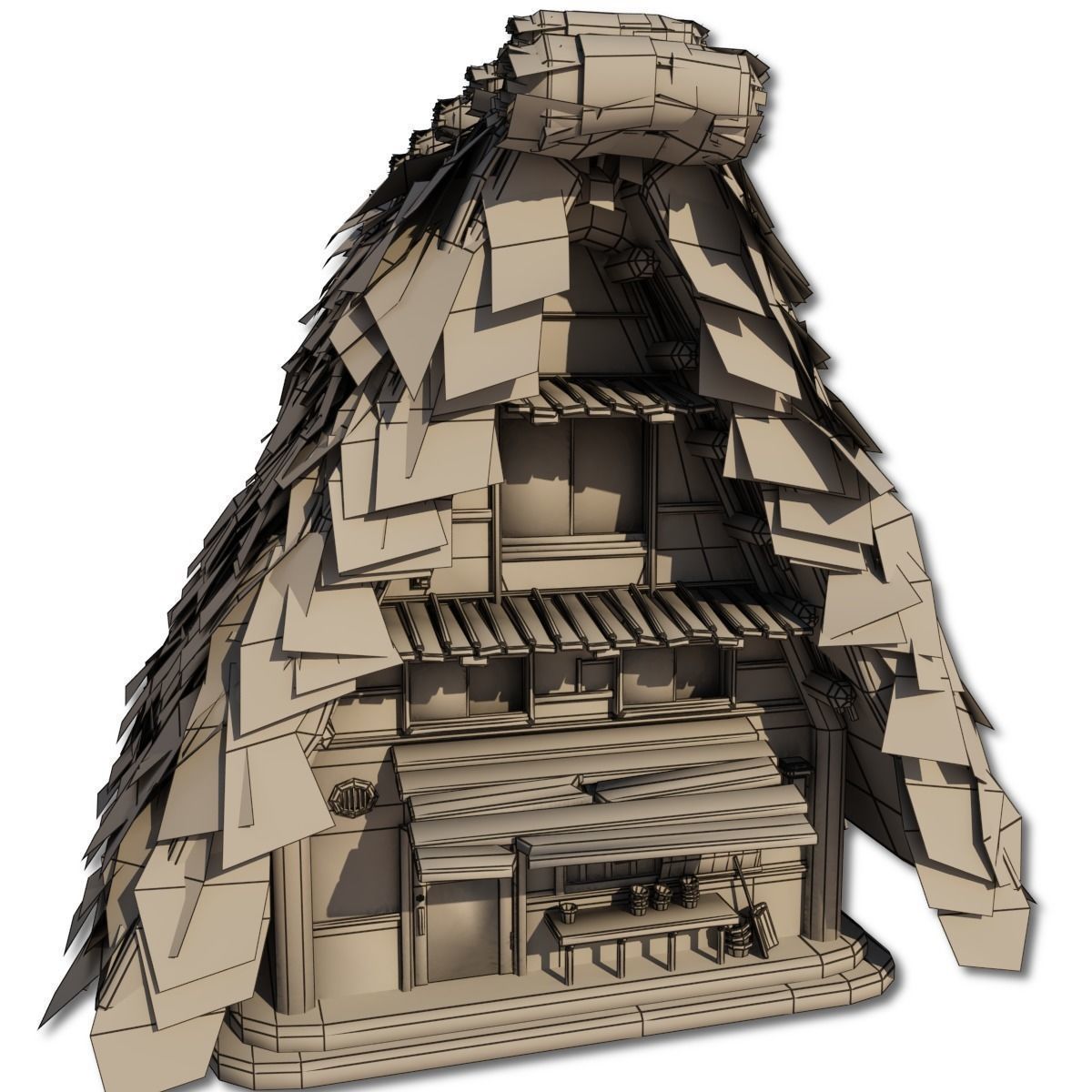 Shirakawago Village Set Low-poly 3D model_52