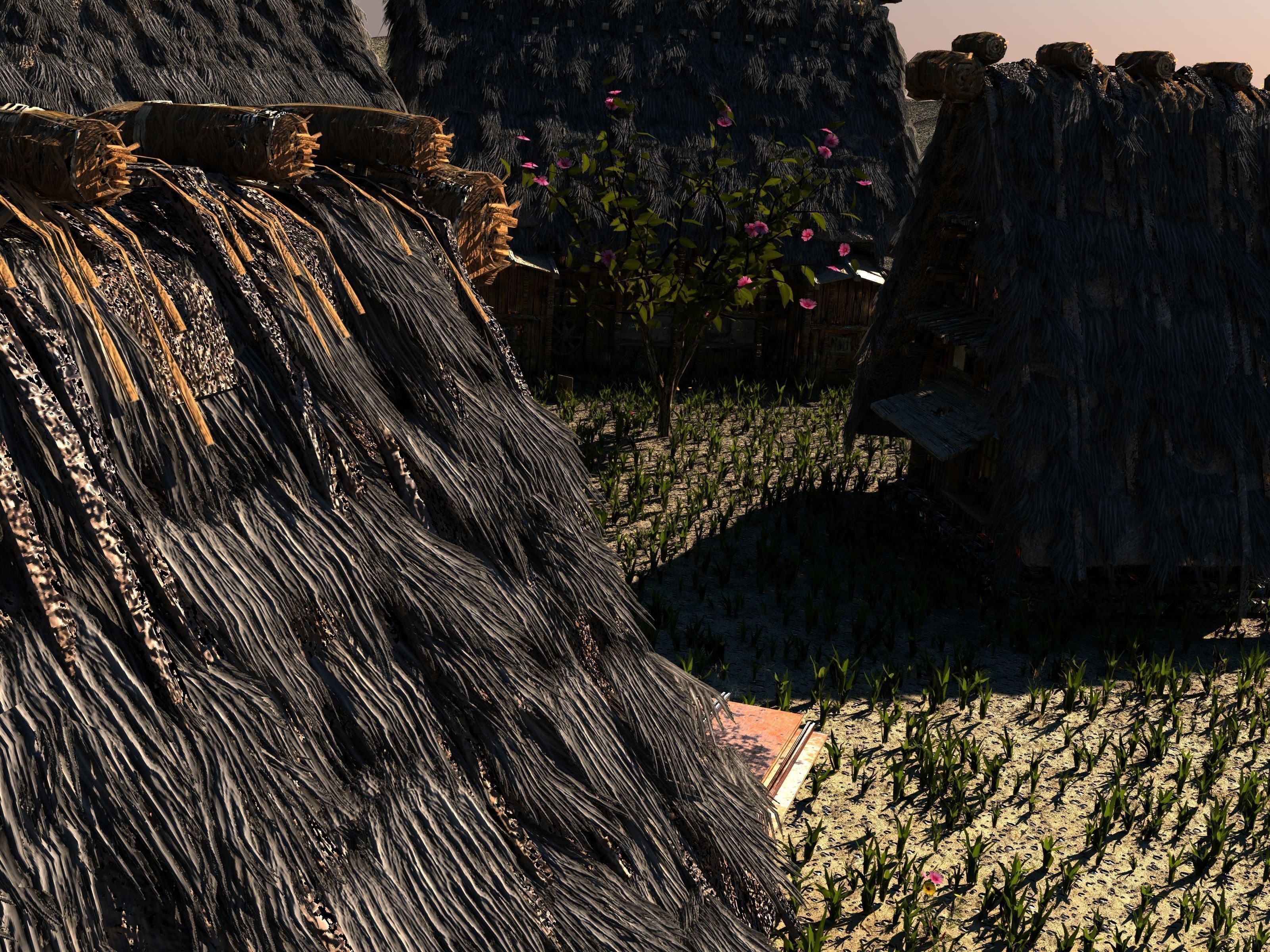 Shirakawago Village Set Low-poly 3D model_11