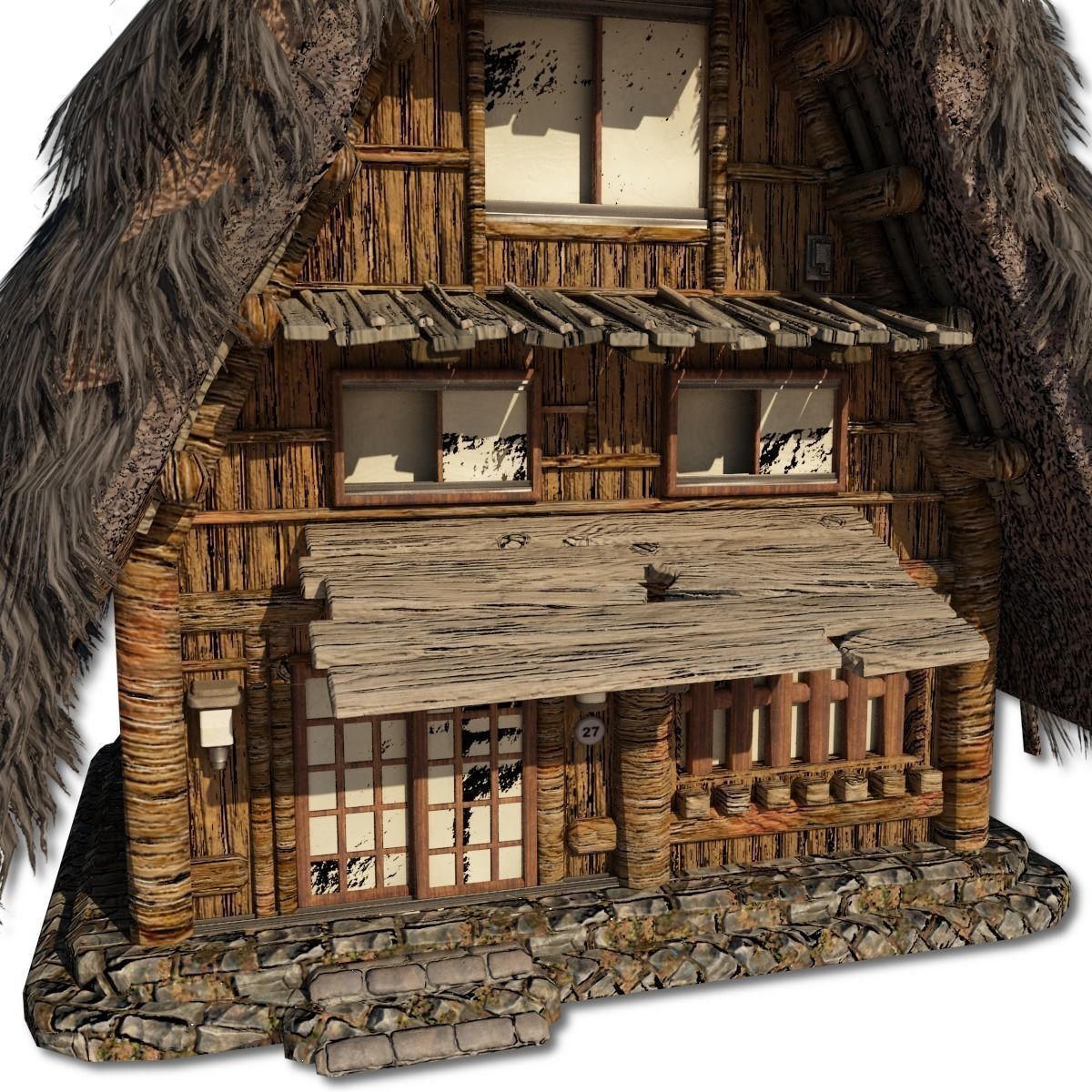 Shirakawago Village Set Low-poly 3D model_36