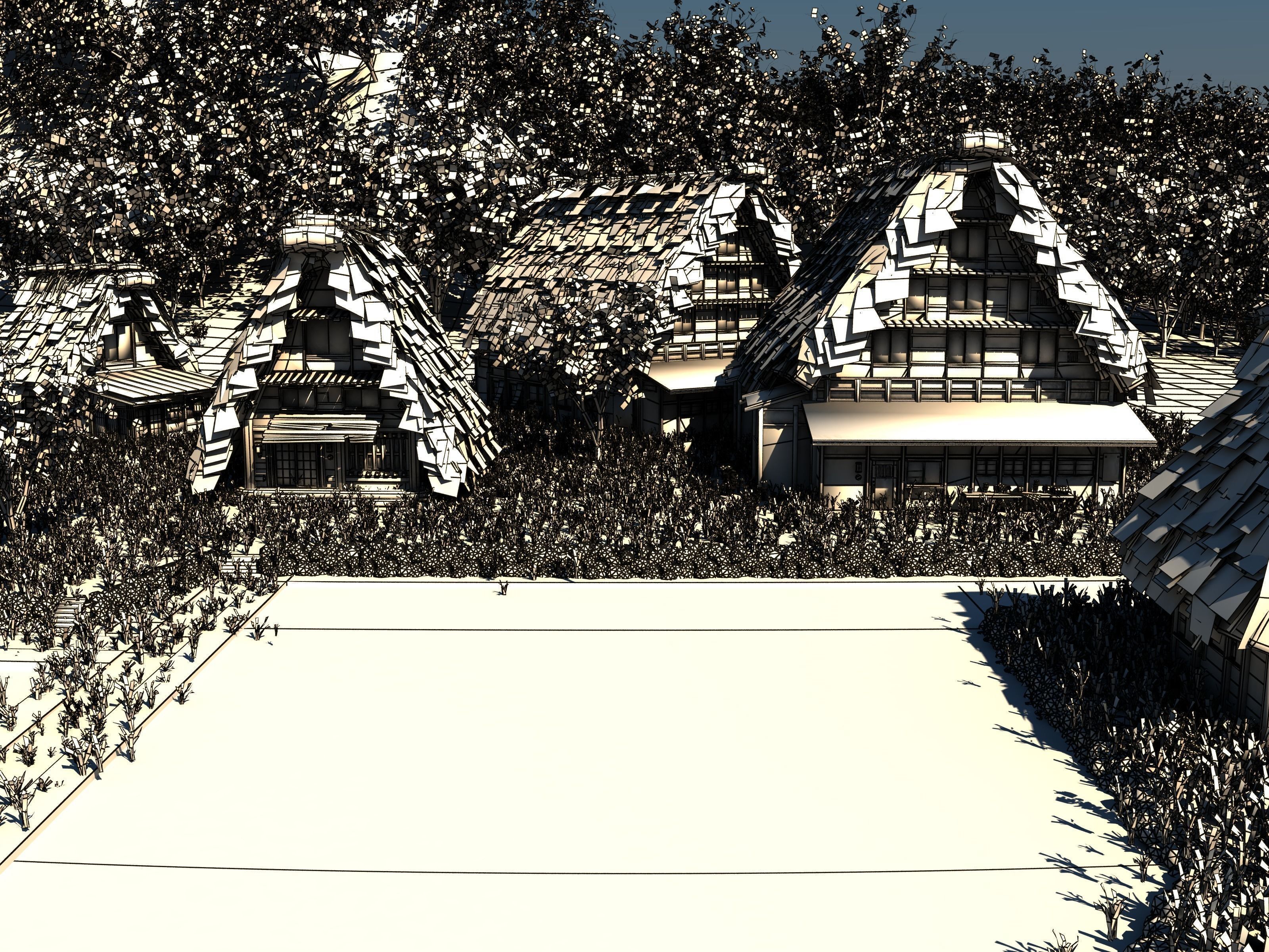 Shirakawago Village Set Low-poly 3D model_49