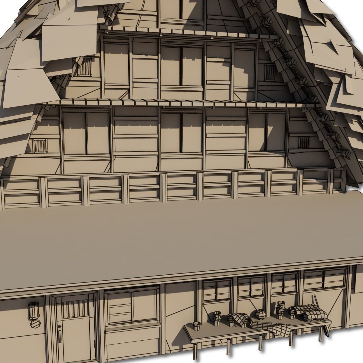 Shirakawago Village Set Low-poly 3D model_62