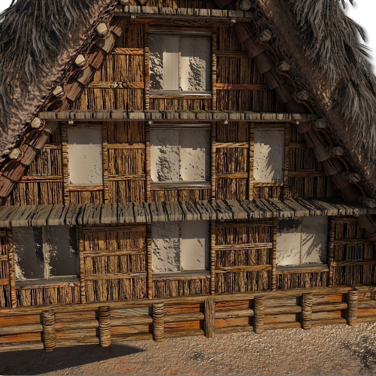 Shirakawago Village Set Low-poly 3D model_48