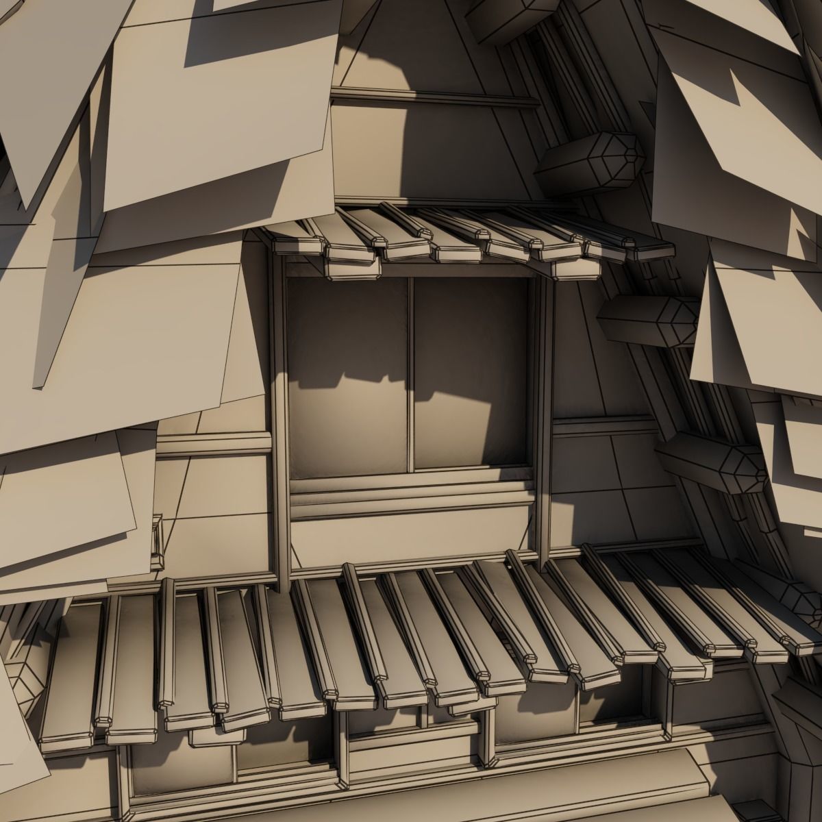 Shirakawago Village Set Low-poly 3D model_55