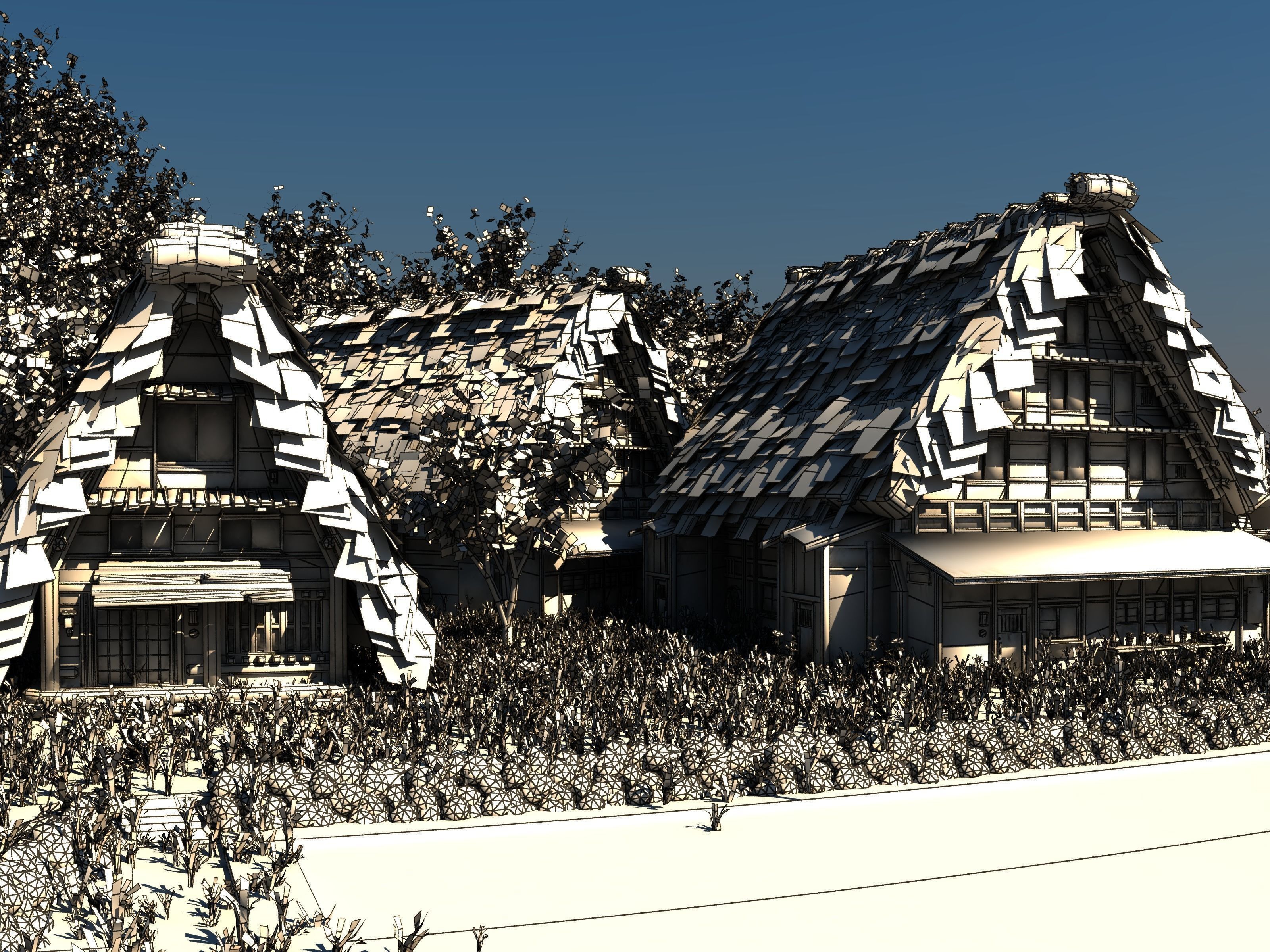 Shirakawago Village Set Low-poly 3D model_50