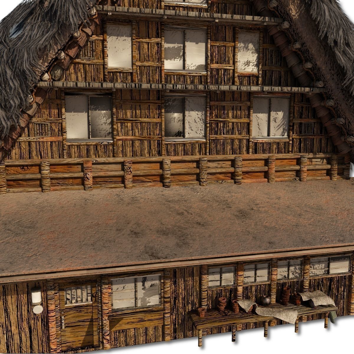 Shirakawago Village Set Low-poly 3D model_46