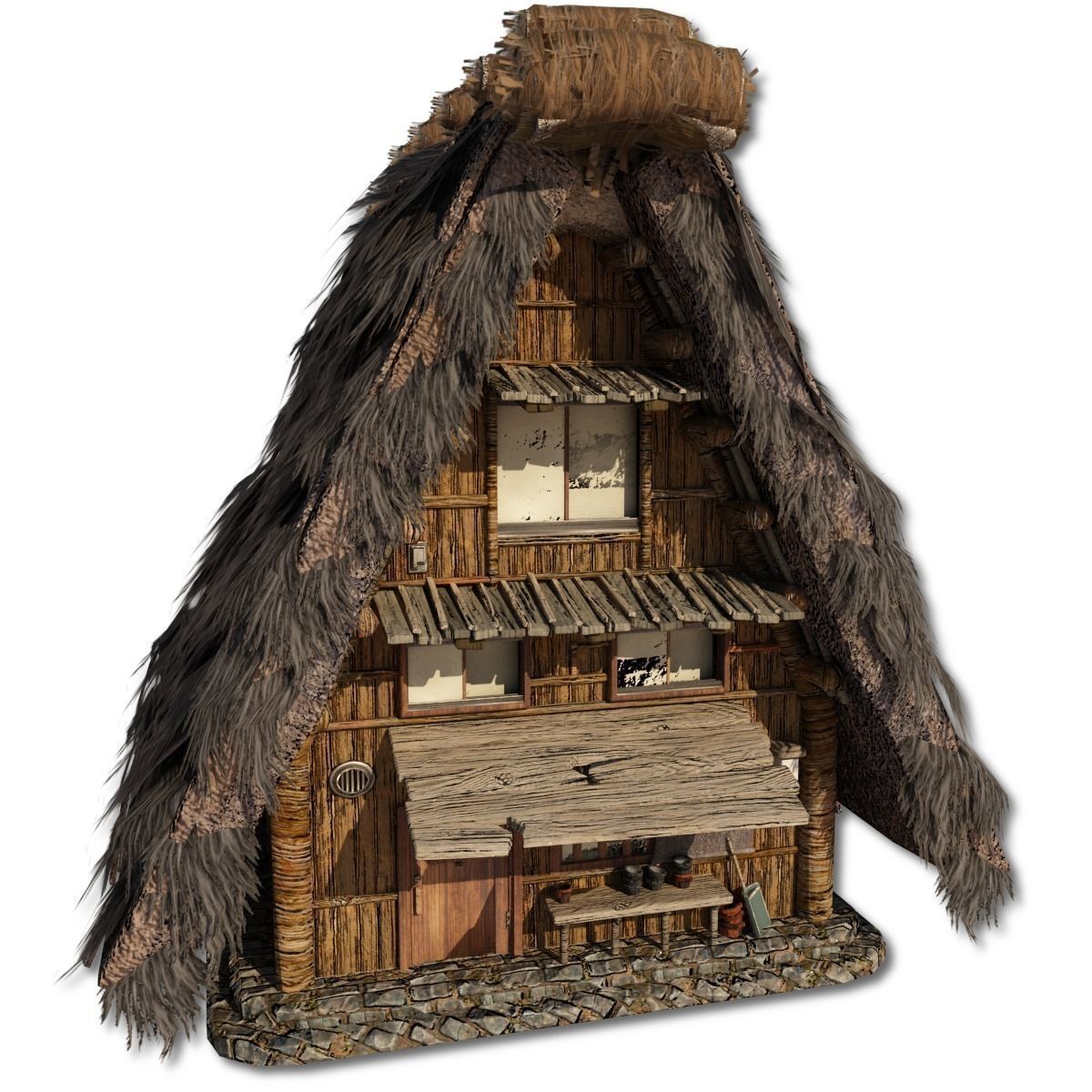 Shirakawago Village Set Low-poly 3D model_35