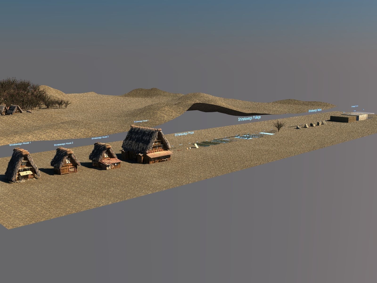 Shirakawago Village Set Low-poly 3D model_12