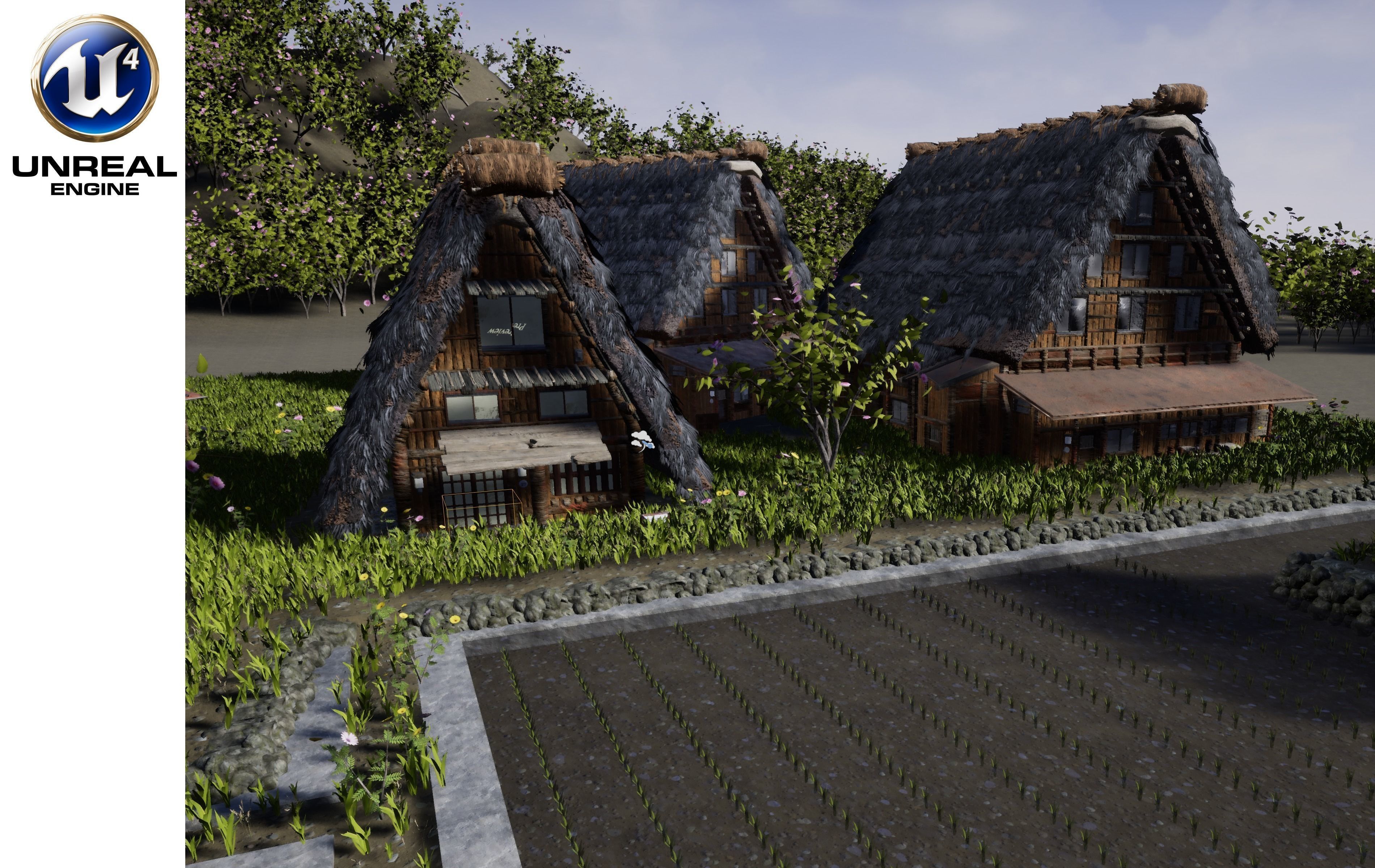 Shirakawago Village Set Low-poly 3D model_5