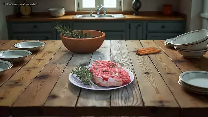 Fresh Meat with Rosemary 3D model 4