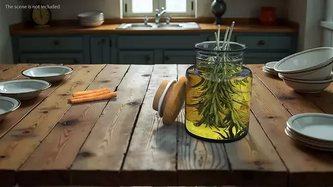 Jar of Rosemary Oil 3D model 2