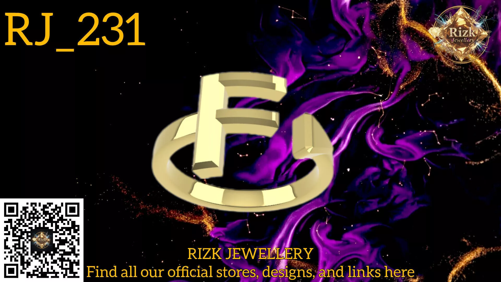 Initial Letter F Ring Style 1 Model RJ 231 3D print model