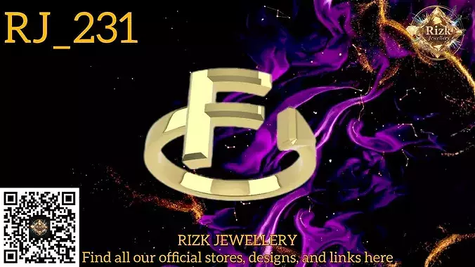 Initial Letter F Ring Style 1 Model RJ 231