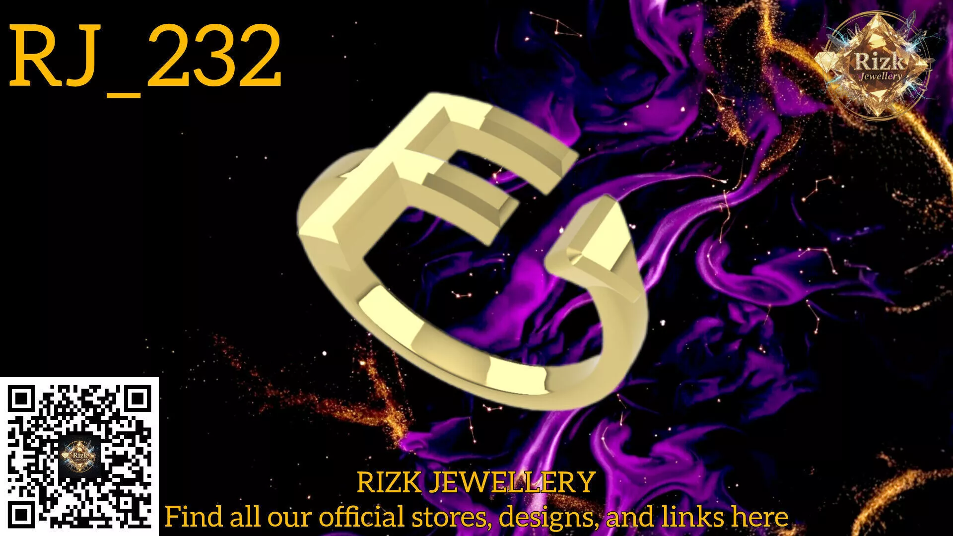 Initial Letter F Ring Style 2 Model RJ 232 3D print model