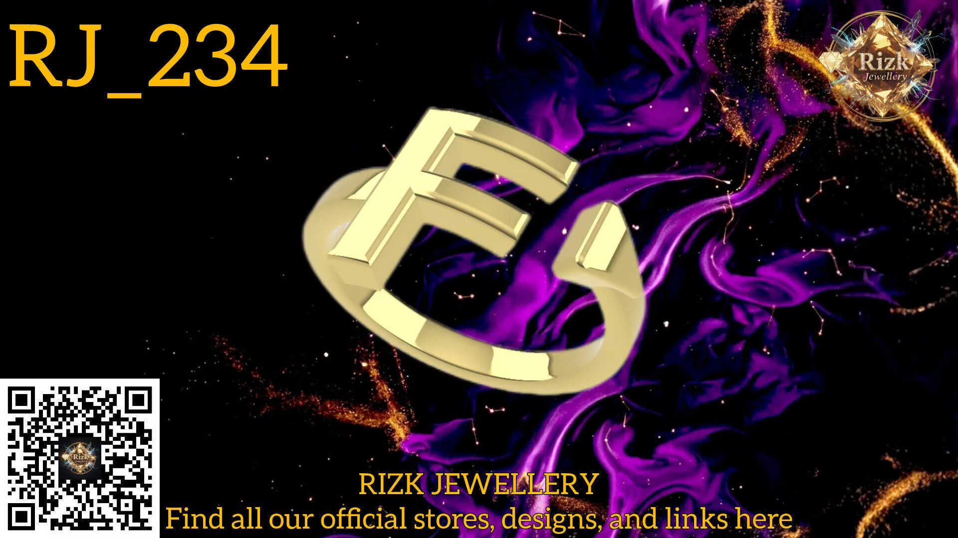 Initial Letter F Ring Style 4 Model RJ 234 3D print model