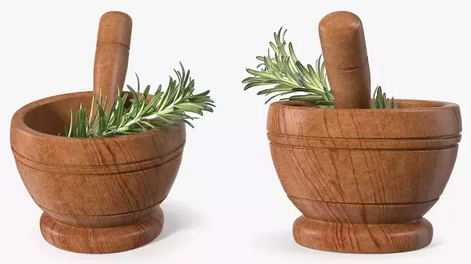 Mortar with Rosemary 3D model