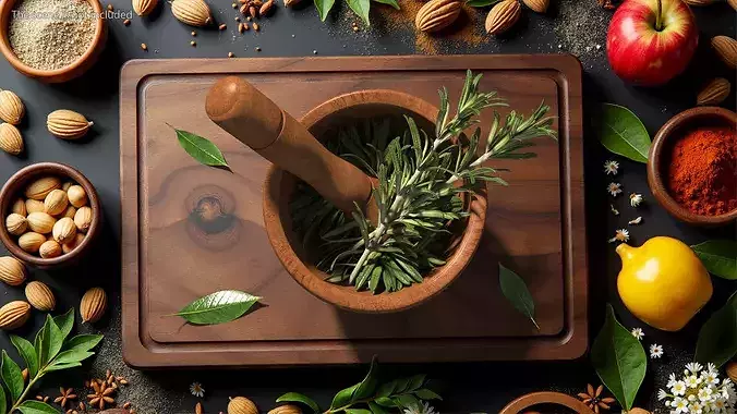 Mortar with Rosemary 3D model 3
