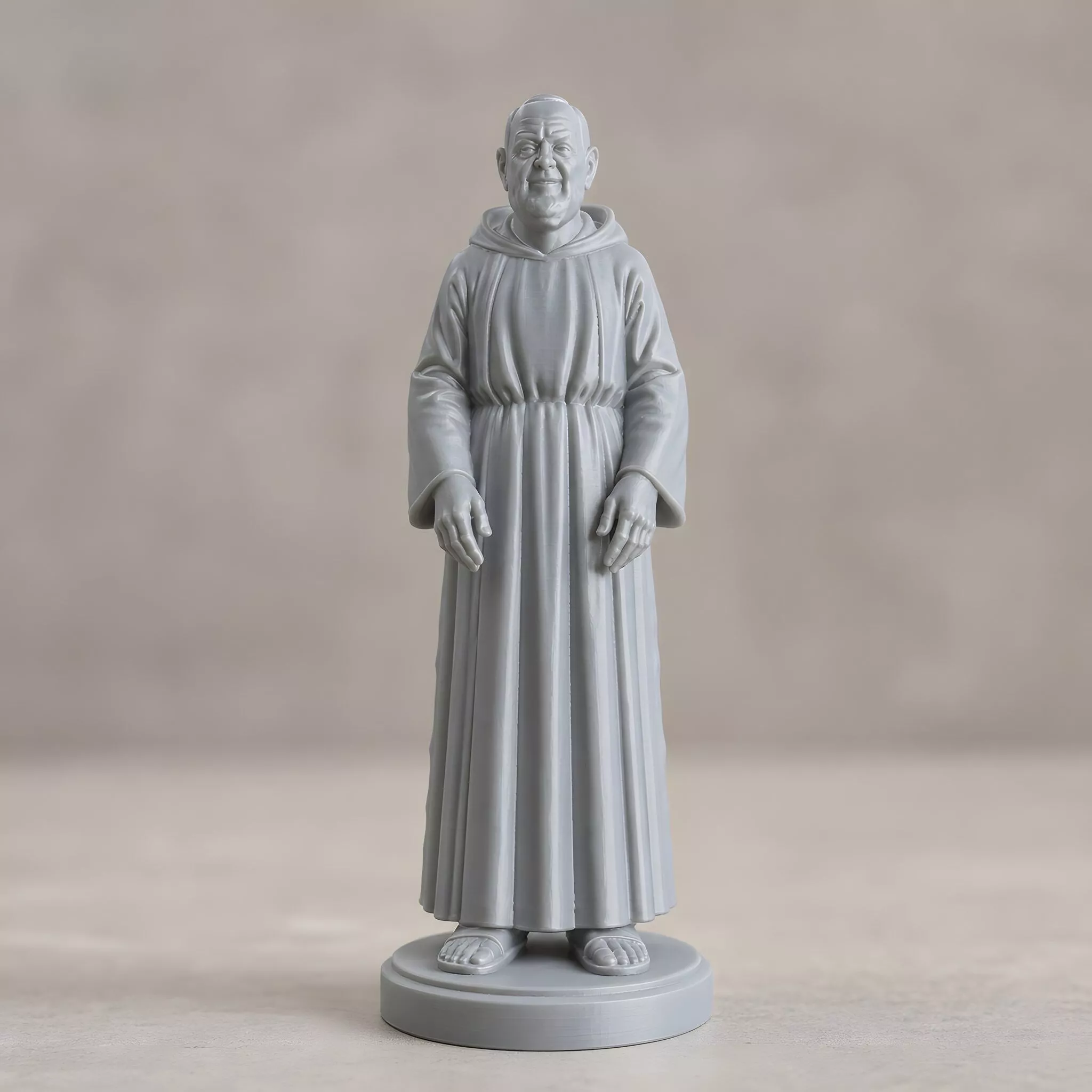 Padre Pio Serene Monk Statue 3D Print Sculpture 3D print model