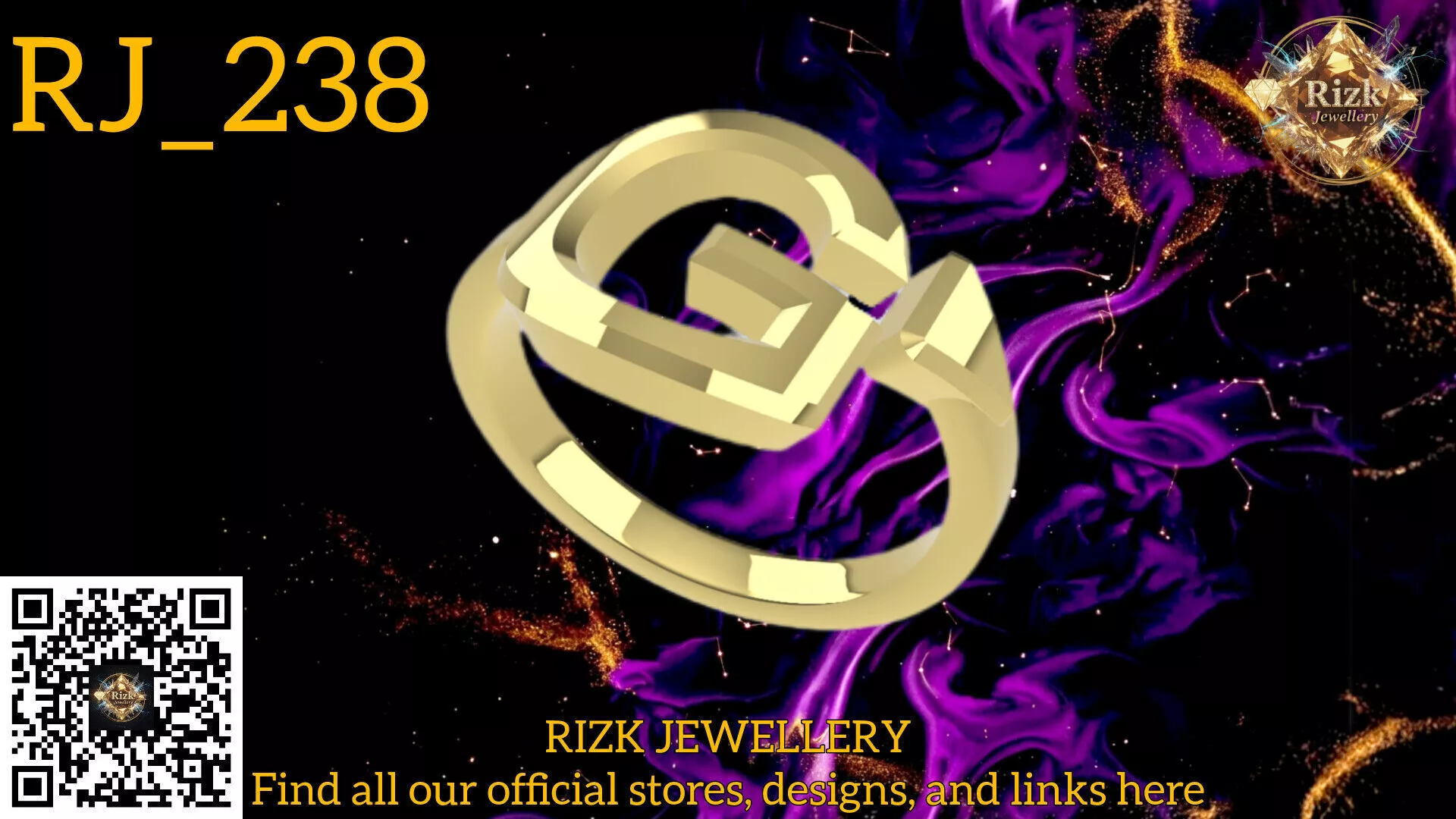 Initial Letter G Ring Style 2 Model RJ 238 3D print model