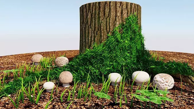 Button Mushroom Low-poly 3D model 2