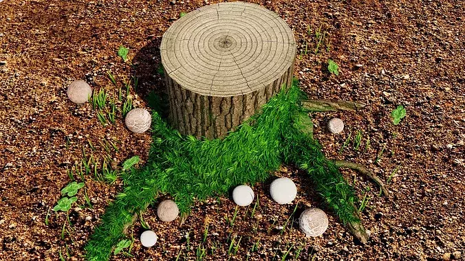 Button Mushroom Low-poly 3D model 3