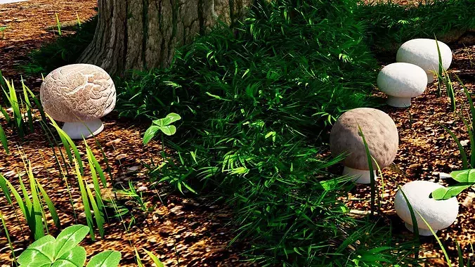 Button Mushroom Low-poly 3D model 7