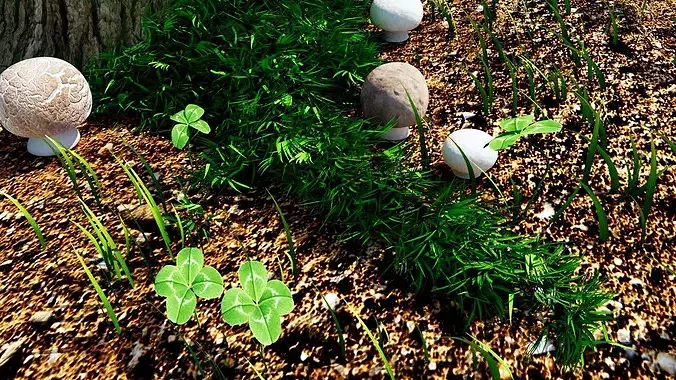 Button Mushroom Low-poly 3D model 5