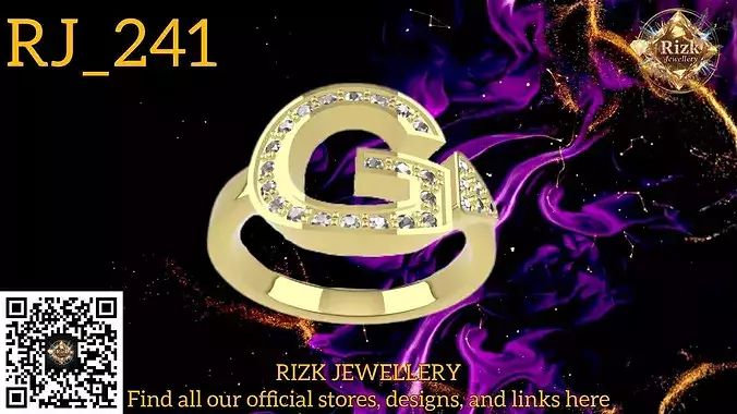 Initial Letter G Diamond Ring Style 5 Model RJ 241