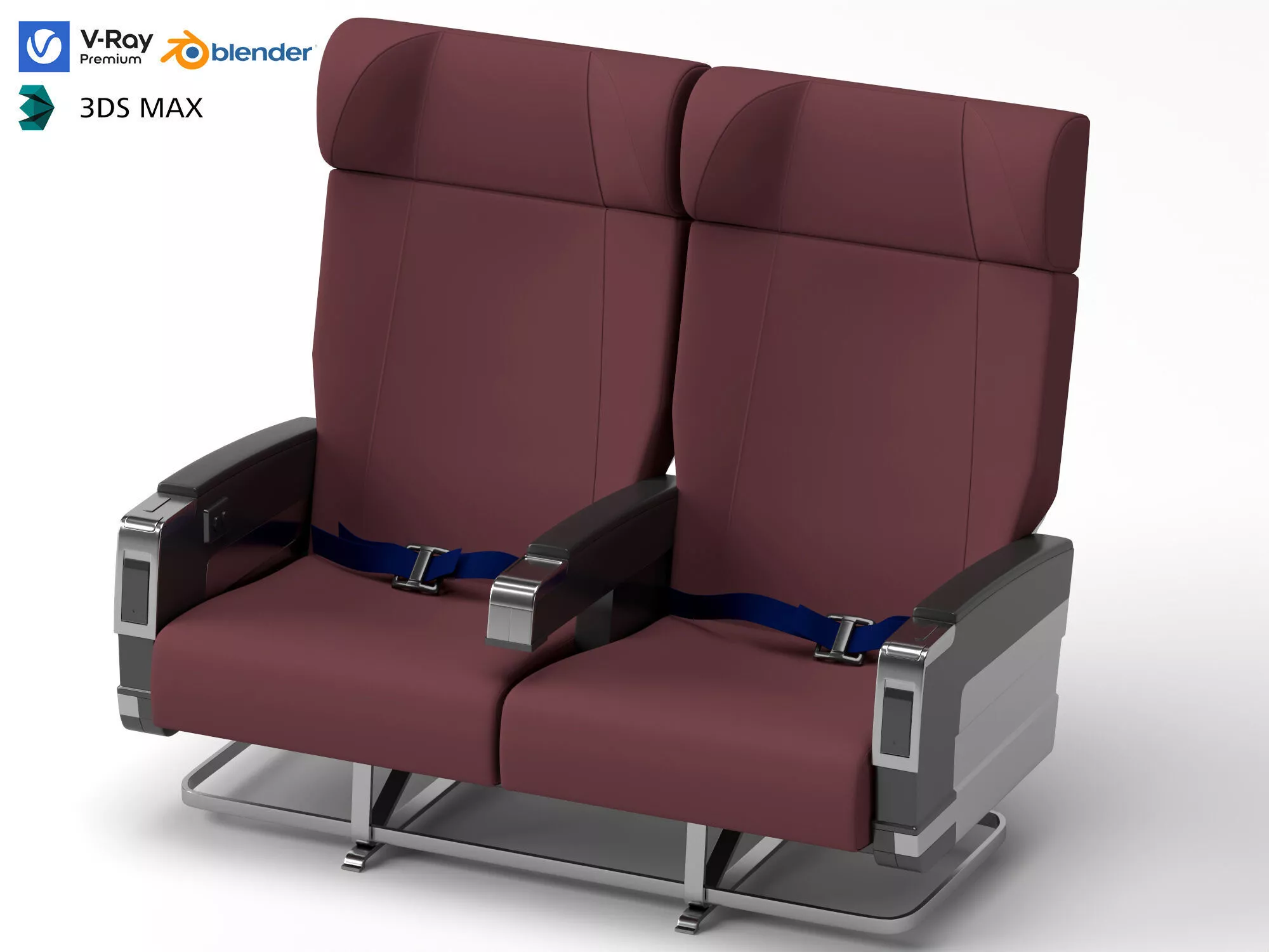 Airplane Passenger Seats Low-poly 3D model