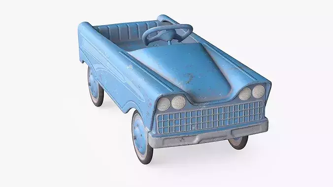 Old Vintage Pedal Car Blue 3D model