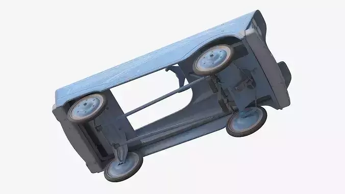 Old Vintage Pedal Car Blue 3D model 7