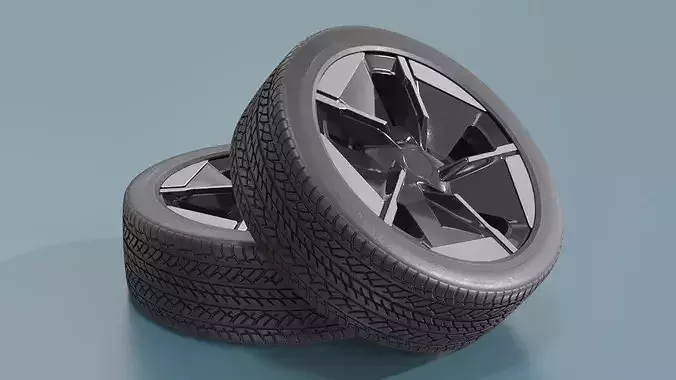 Aerodynamic SUV EV Wheel Black 3D model 4
