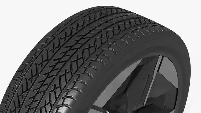 Aerodynamic SUV EV Wheel Black 3D model 6