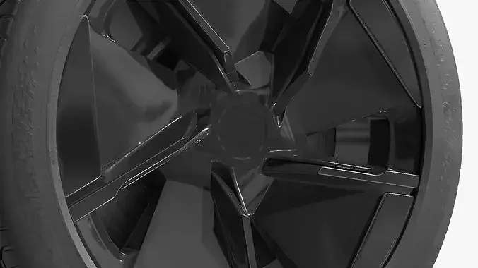 Aerodynamic SUV EV Wheel Black 3D model 7