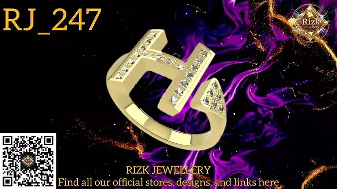 Initial Letter H Diamond Ring Style 5 Model RJ 247