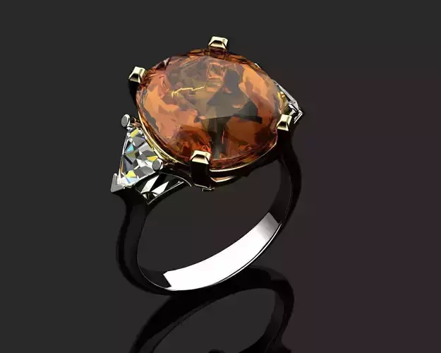 Citrine yellow and white gold ring