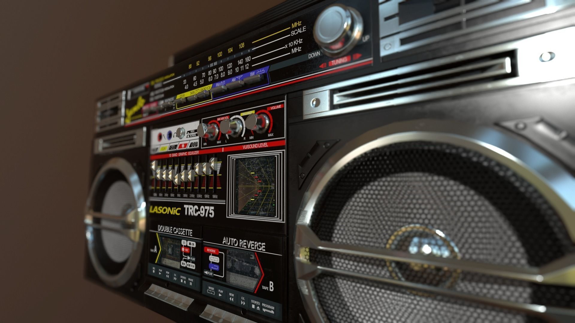 Lasonic TRC-975 Boombox Low-poly 3D model_4