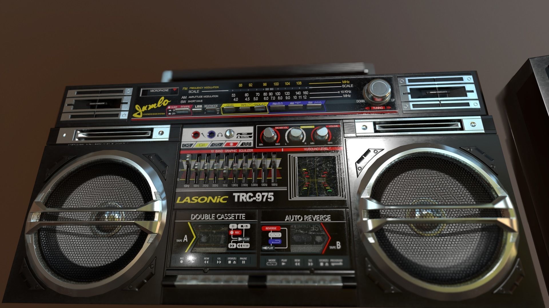Lasonic TRC-975 Boombox Low-poly 3D model_2