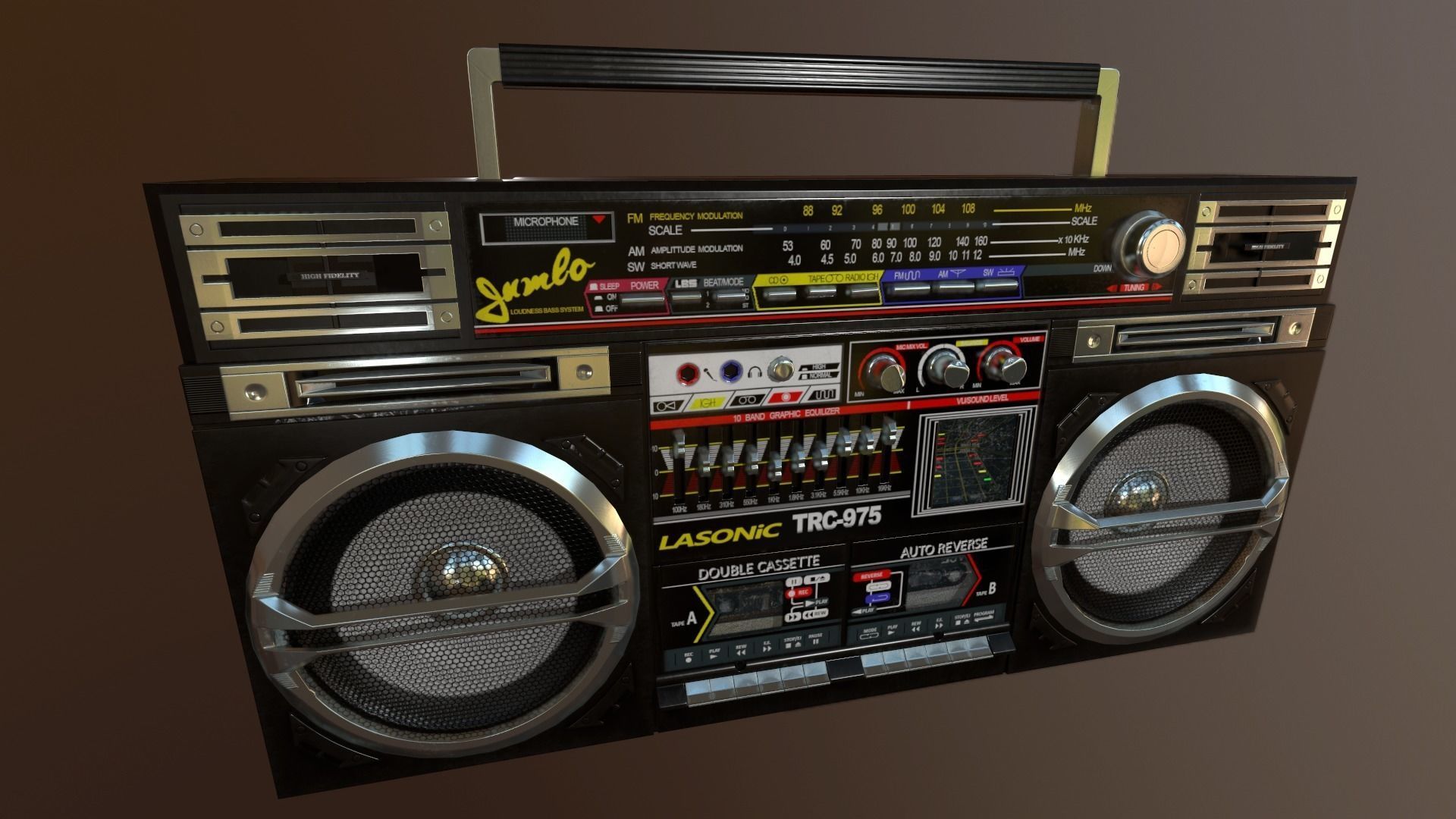 Lasonic TRC-975 Boombox Low-poly 3D model_0