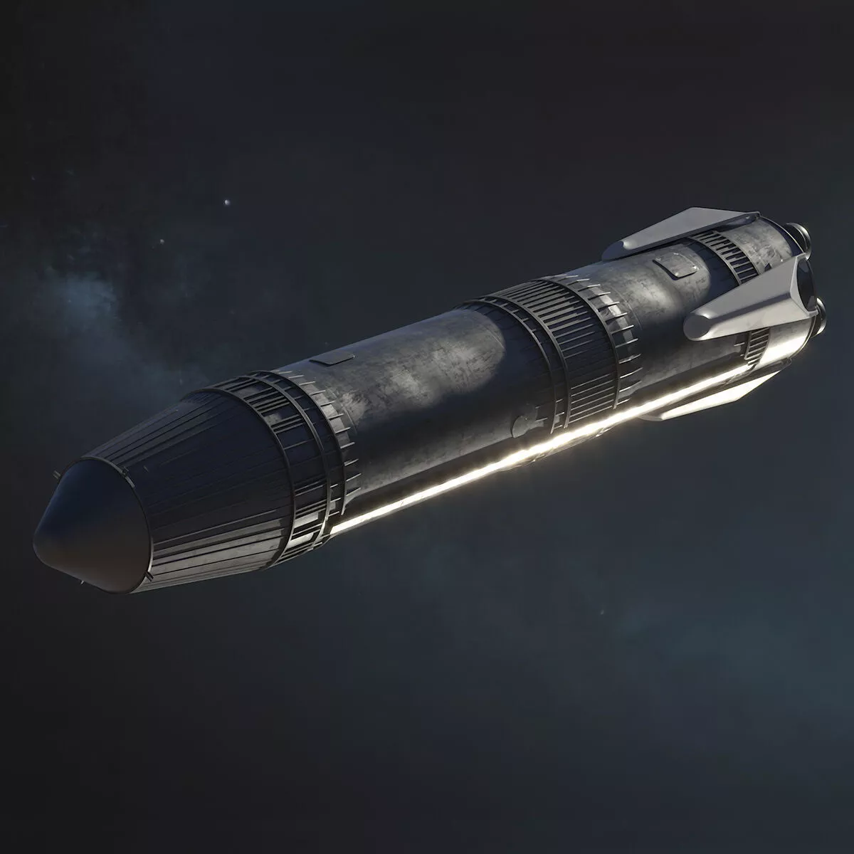 Next Generation Space Rocket Black Rigged for Cinema 4D 3D model
