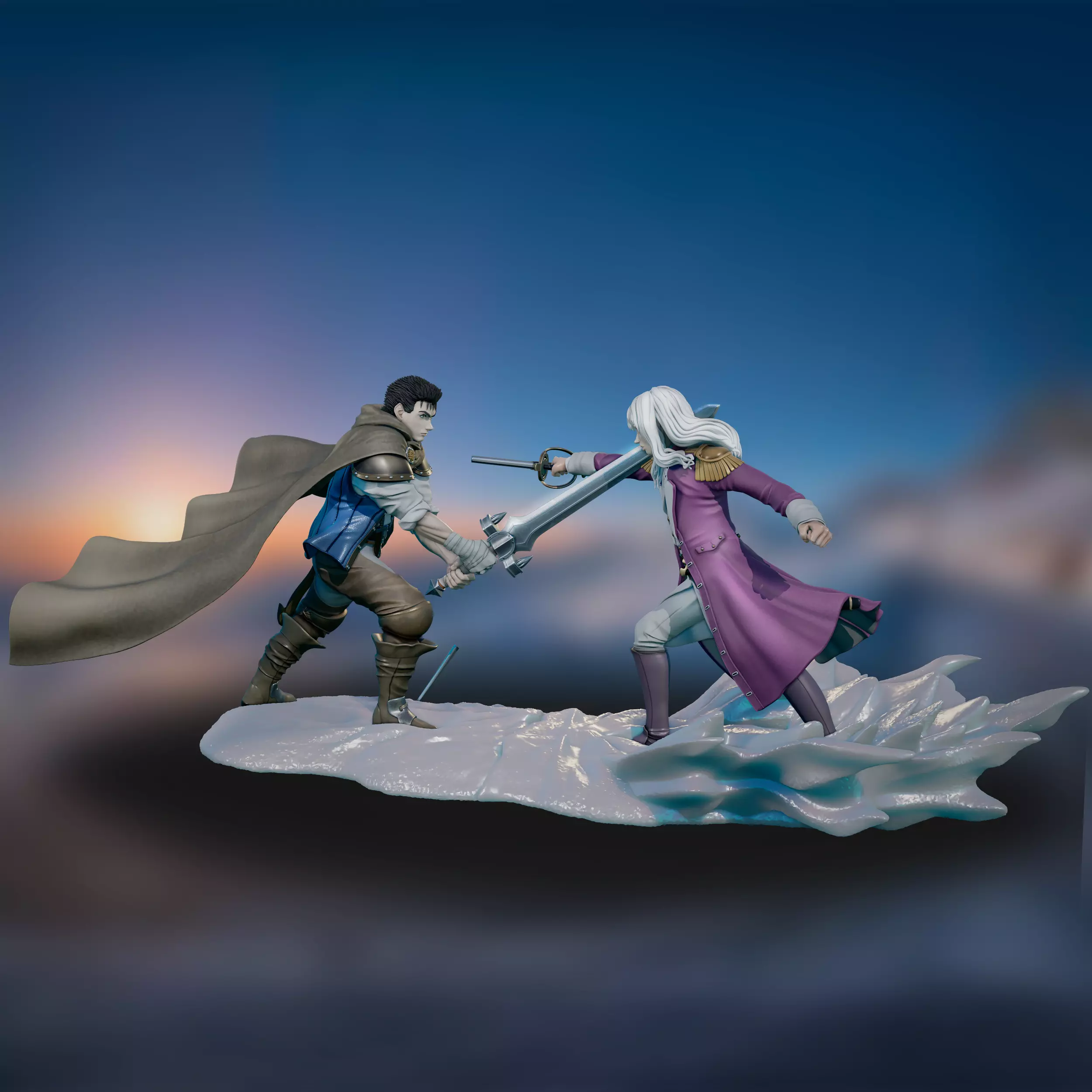 Guts vs Griffith Duel Berserk 3D print model